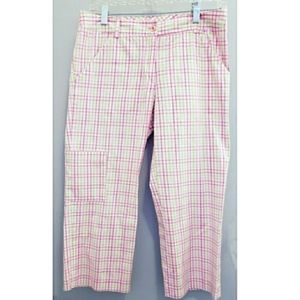 Lilly Pulitzer vintage stretch cotton cropped pants pink green white pla…